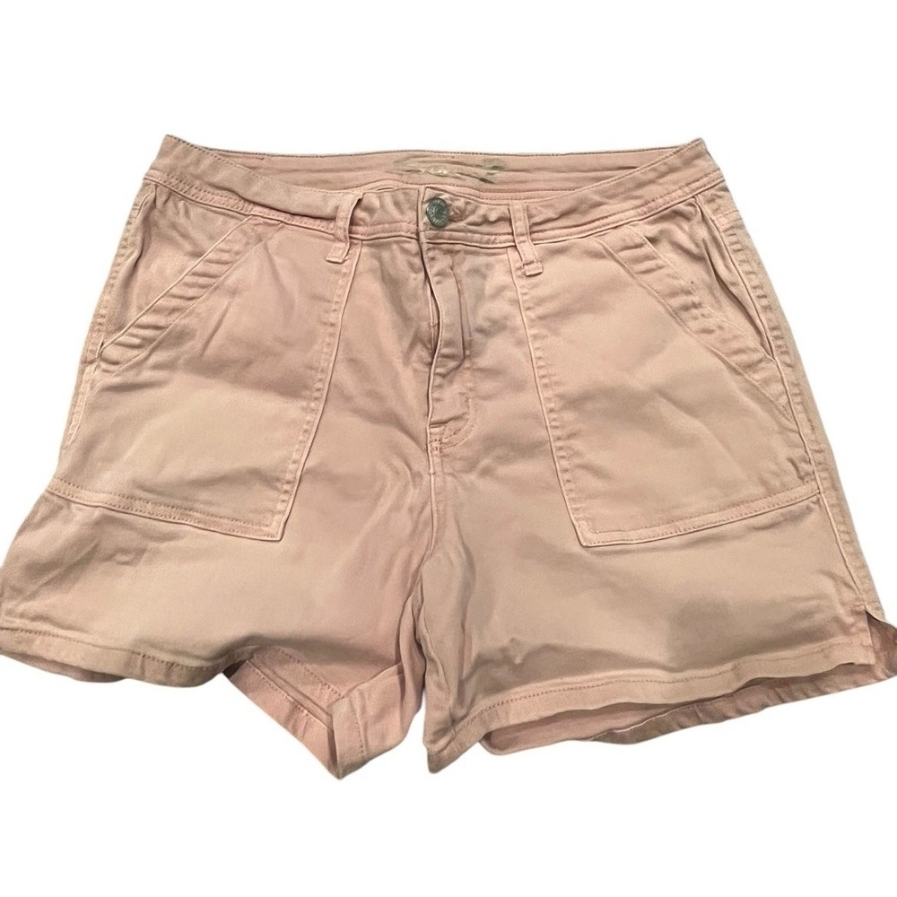 Seven Women's Shorts Size 12 Pink Cotton Blend Machine Wash 5" Inseam Logo